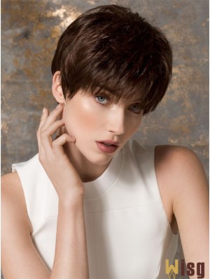 Boycuts Cropped Brown Straight Fashion Petite Wigs