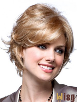 Cheap Monotop Wigs With Monofilament Blonde Color Short Length