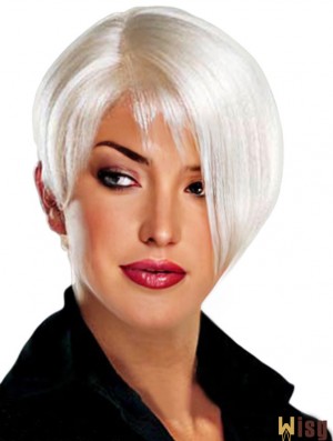 Durable Short Straight Grey Lace Front Wigs