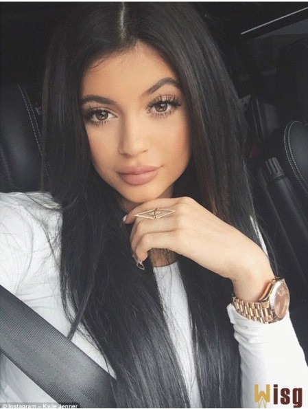 Fashionable 20 inch Long Straight Without Bangs Full Lace Kylie Jenner Wigs