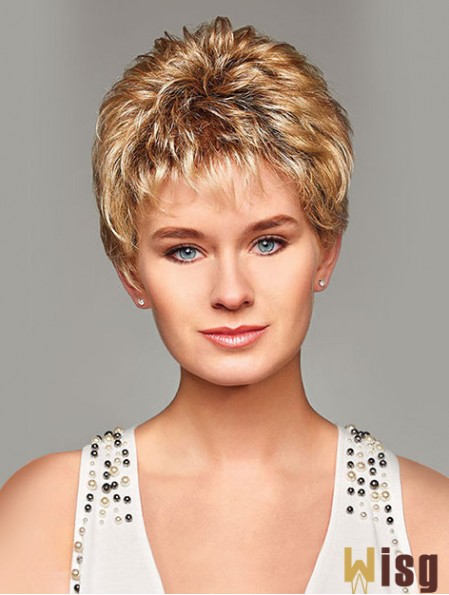 Mono Hair Toppers UK Cropped Length Blonde Color Curly Style Boycuts