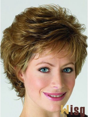 Monofilament Lace Front Wigs Blonde Color Short Length Layered Cut