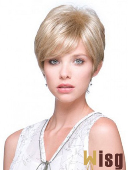 Incredible Blonde Short Straight Boycuts Monofilament Wigs