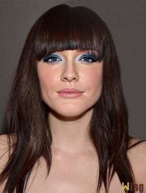 Long Straight With Bangs Brown New 100% Hand-tied Carly Rae Jepsen Wigs