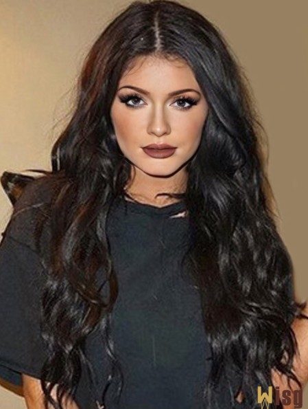 Convenient 24 inch Long Curly Without Bangs Lace Front Kylie Jenner Wigs