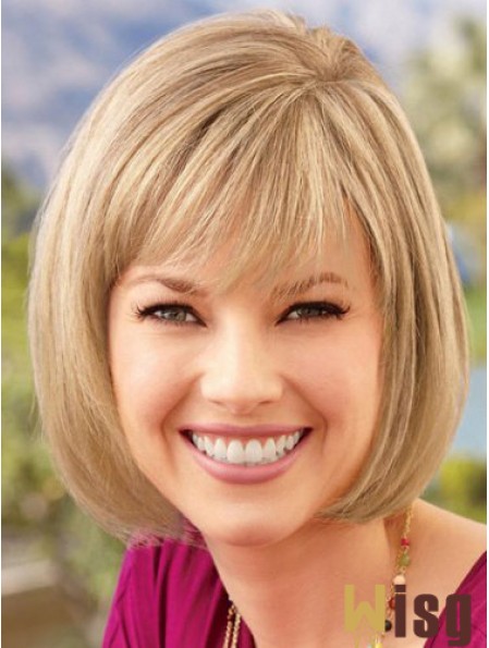 Lace Front Chin Length Straight Blonde Comfortable Bob Wigs