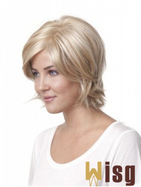 10 inch Blonde Chin Length Layered Straight Discount Lace Wigs