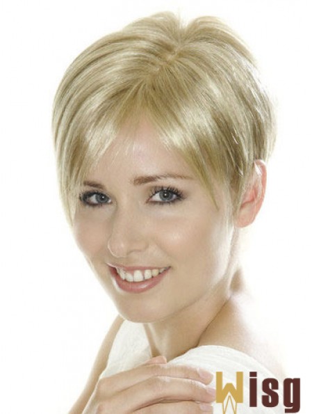 Soft Blonde Cropped Straight Boycuts Lace Front Wigs