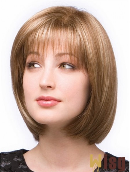 Chin Length Straight Monofilament Brown Stylish Bob Wigs