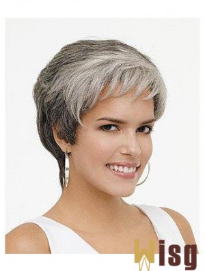 Synthetic Natural Short Wavy Grey Wigs