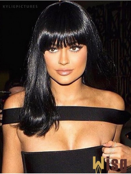 Style 14 inch Long Straight With Bangs Lace Front Kylie Jenner Wigs