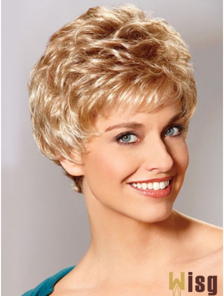 Auburn Boycuts Cropped Wavy Synthetic Petite Hand Tied Mono Wigs