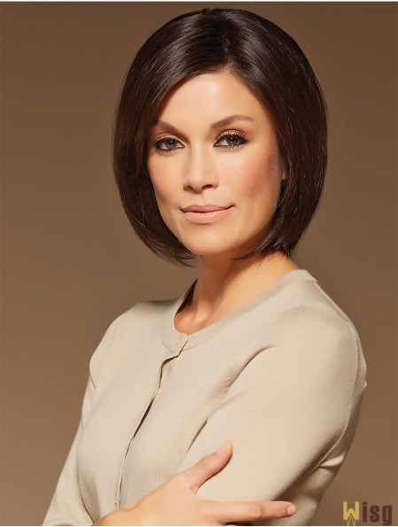 Bob Lace Front Wigs 100% Hand Tied Brown Color Chin Length