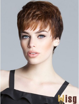 Sassy Brown Cropped Straight Boycuts Lace Front Wigs