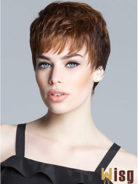 Sassy Brown Cropped Straight Boycuts Lace Front Wigs