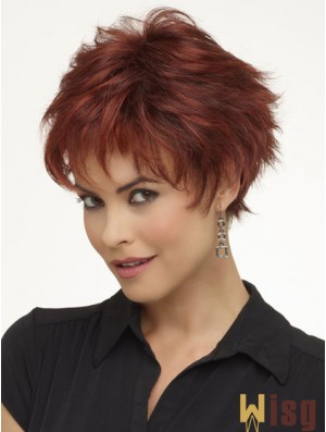 8 inch High Quality Wavy Boycuts Red Short Wigs