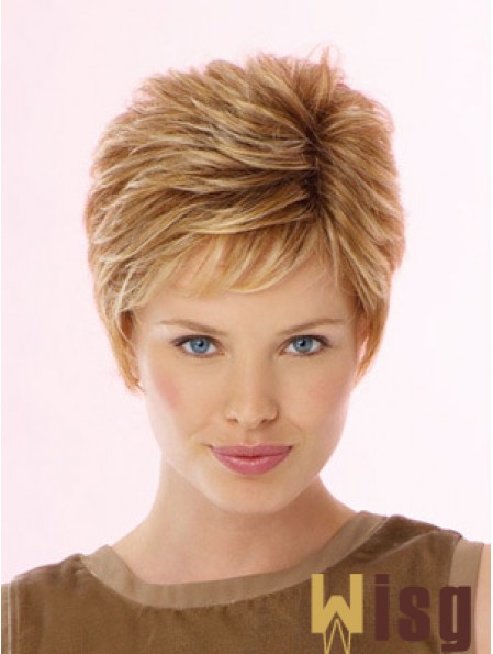 Fabulous Blonde Cropped Wavy Boycuts Lace Front Wigs