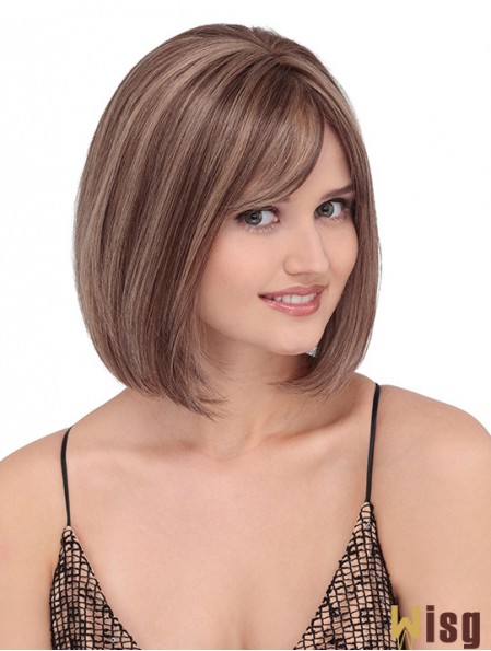 Straight Shoulder Length Blonde 12 inch Lace Front Discount Bob Wigs