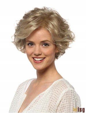 Curly Layered Short Blonde Hairstyles Lace Front Wigs