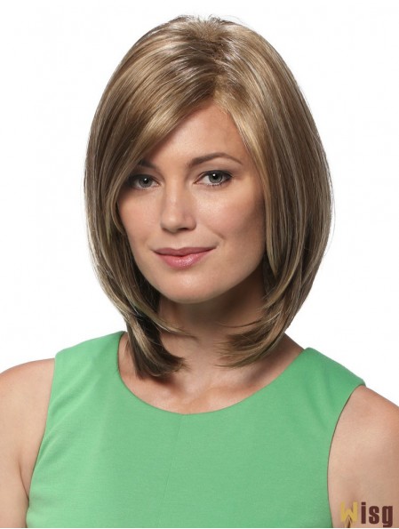 Straight Shoulder Length Blonde 12 inch Lace Front Hairstyles Bob Wigs