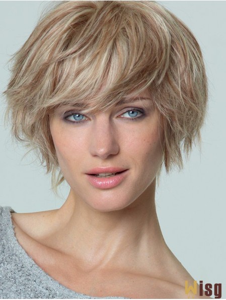 Short Straight Boycuts Blonde Popular 100% Hand-tied Wigs