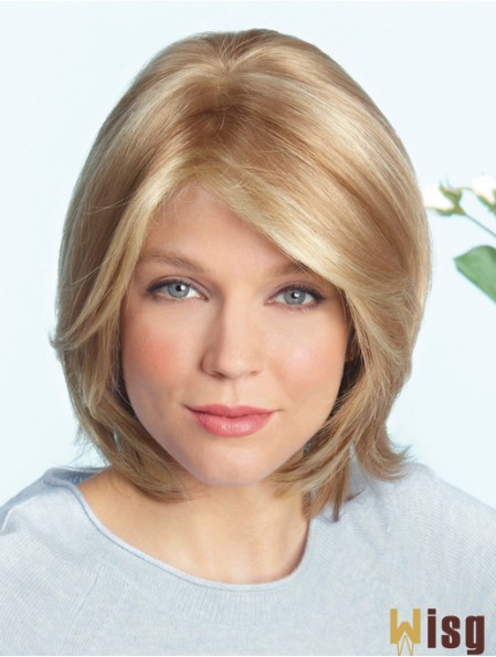 Layered Blonde Straight Shoulder Length 14 inch Ideal Medium Wigs