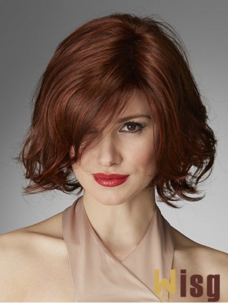 Chin Length Curly Layered Red Perfect 100% Hand-tied Wigs