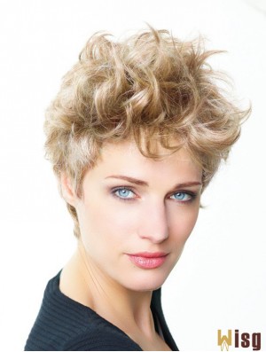 Curly Boycuts Short Blonde Trendy Lace Front Wigs