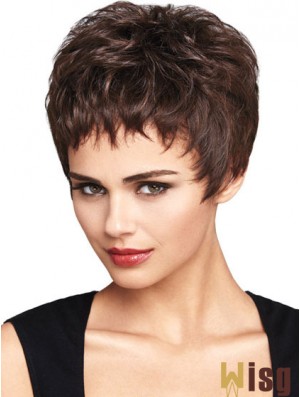 Natural Auburn Cropped Wavy Boycuts Lace Front Wigs