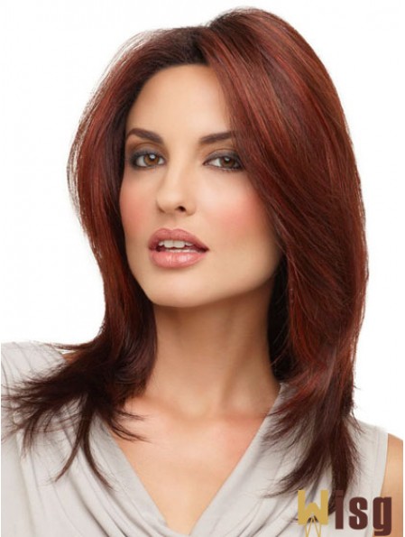 Straight Without Bangs Shoulder Length Red Cheap Lace Front Wigs