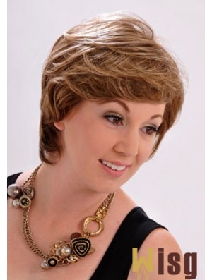 10 inch Stylish Straight With Bangs Brown Short Wigs