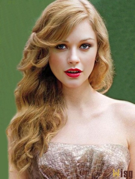 Lace Front Layered Wavy Long Blonde High Quality  Wigs