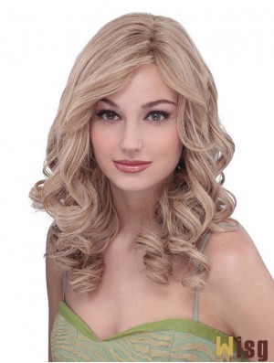 Long Curly Without Bangs Designed Blonde Lace Front Wigs