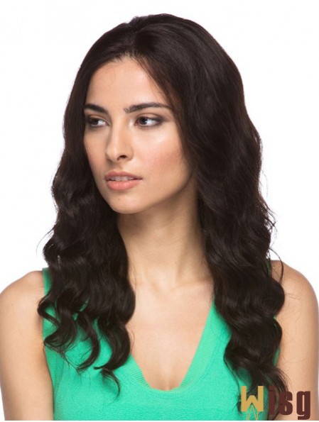 Brown 16 inch Good Long Wavy Without Bangs Lace Wigs