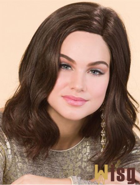 Shoulder Length Wavy Without Bangs Good Brown Lace Front Wigs