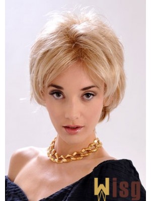 9 inch Top Straight Layered Blonde Short Wigs