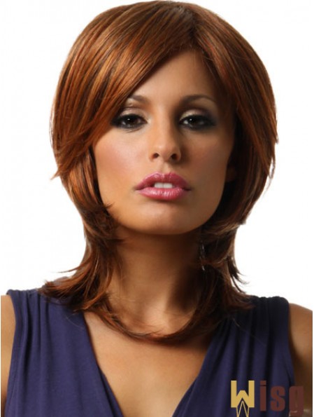 Straight Layered Shoulder Length Auburn Discount Lace Front Wigs