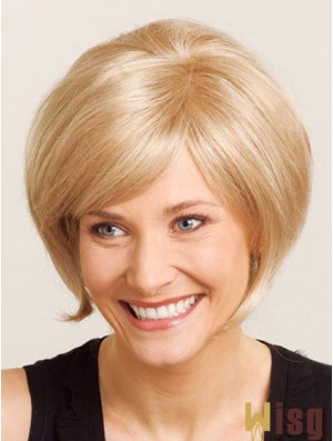 Chin Length Straight 100% Hand-tied Blonde Online Bob Wigs