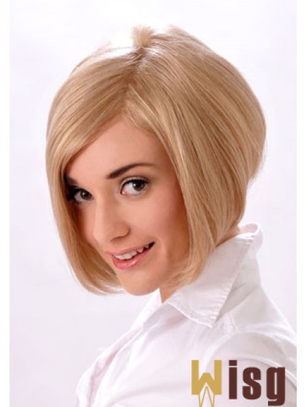 Chin Length Straight Monofilament Blonde Style Bob Wigs