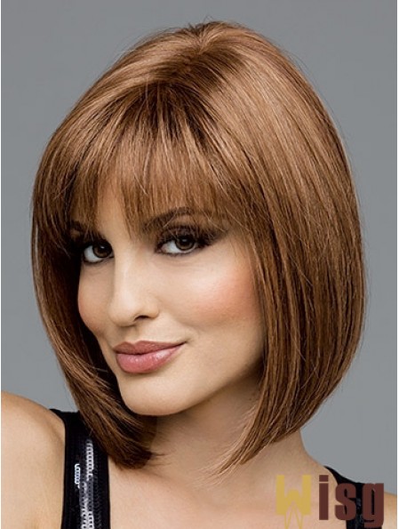 Brown Chin Length Straight Bobs 100% Hand-tied Wig Sale 