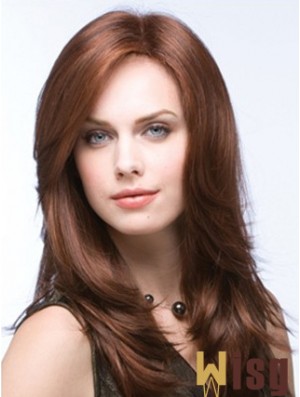 Affordable Monofilament Wigs UK Straight Style Layered Cut Auburn Color