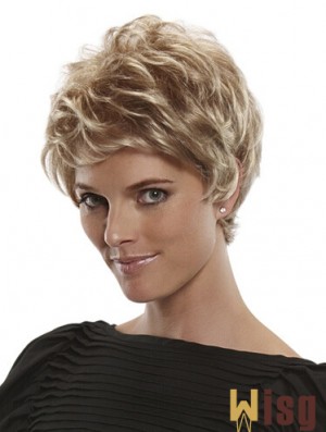 Short Straight Boycuts Blonde Flexibility 100% Hand-tied Wigs