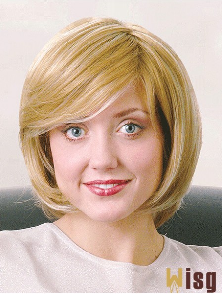 Bobs Chin Length Straight Blonde 12 inch Good Monofilament Wigs