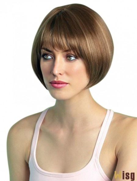 8 inch Cropped Monofilament Brown Bob Cut Wigs