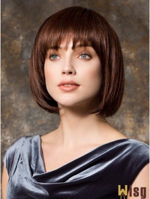 10 inch Chin Length Monofilament Brown Bob Style Wig