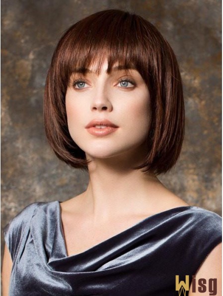 10 inch Chin Length Monofilament Brown Bob Style Wig