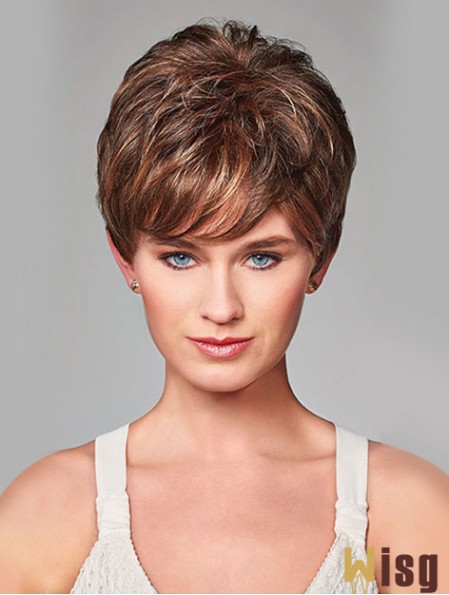 Wavy Short Brown 8 inch Monofilament Beautiful Bob Wigs