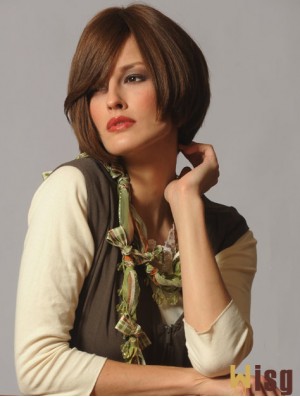 Straight Chin Length Brown 10 inch Capless Flexibility Bob Wigs