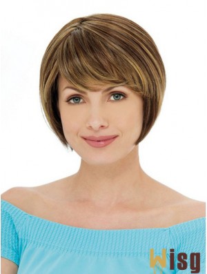 Capless Short Straight Auburn Ideal Bob Wigs