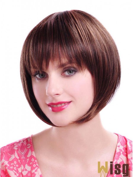 Capless Chin Length Straight Auburn Durable Bob Wigs